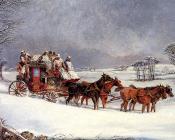 亨利 艾尔肯 : The York to London Royal Mail on the Open Road in Winter